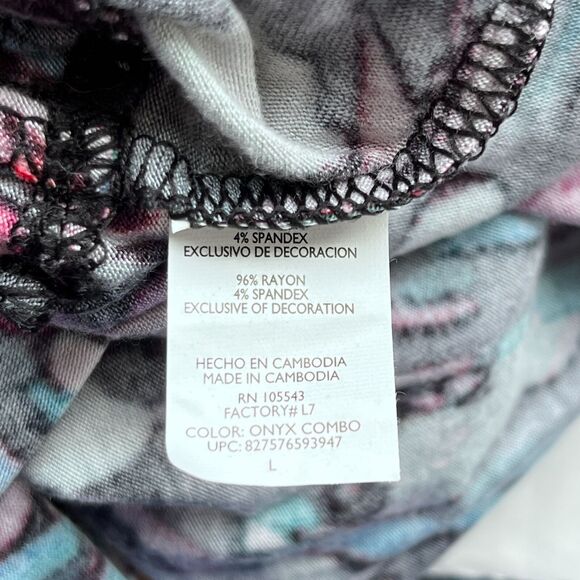 NEW Daisy Fuentes Top Large Floral Print Sleeveless Drop Waist Peplum Stretch - Picture 6 of 9